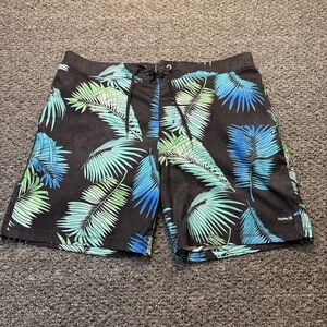 Hurley Men's Tropical Black and Blue Board Swim Shorts